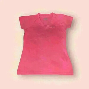 Under Armour Women's Tech V-Neck T-Shirt Neon Pink XS